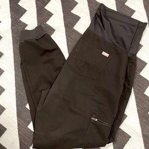 Figs Womens Black Zamora Maternity Jogger Scrub Pants Medium
